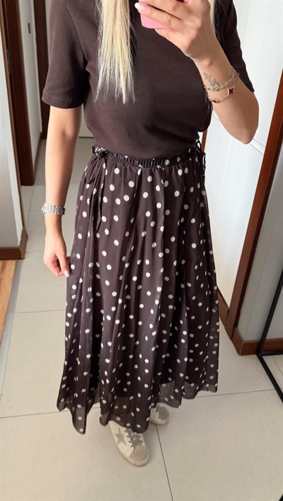 KAHVE PREMİUM ASTARLI PUANTİYELİ ETEK