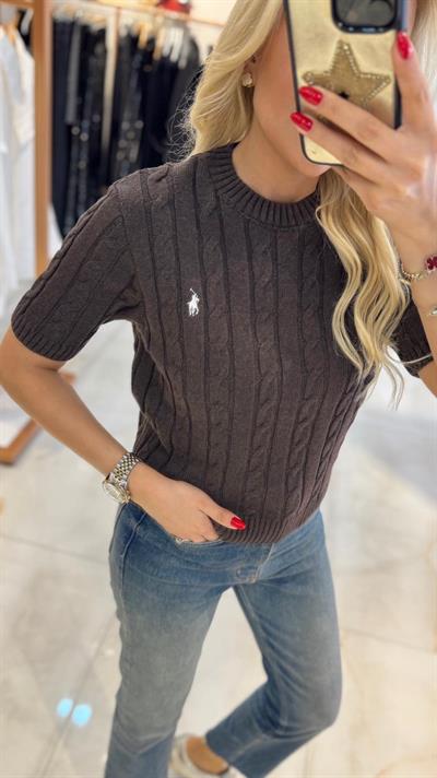 KAHVE RAİKA KISA KOL TRİKO