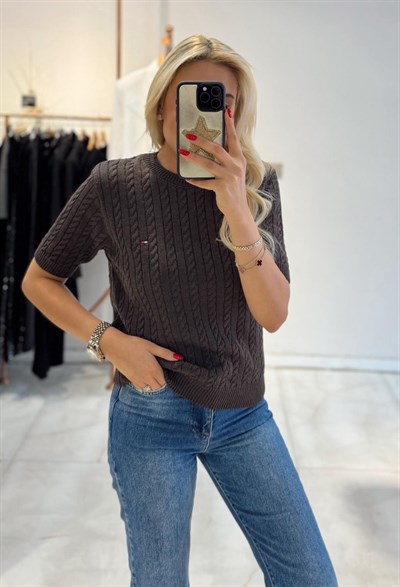 KAHVE TOBY KISA KOL TRİKO