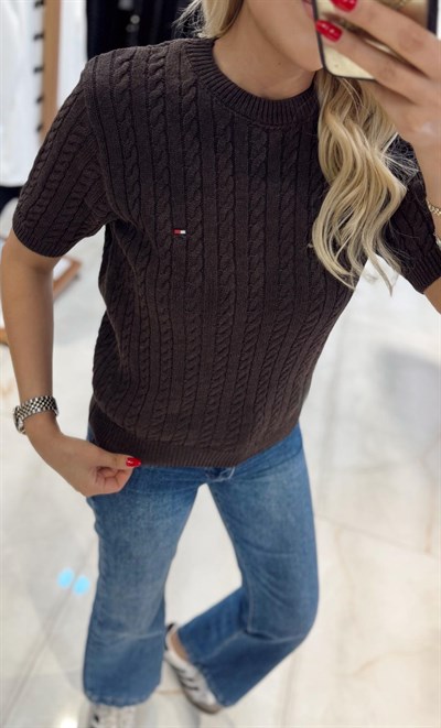 KAHVE TOBY KISA KOL TRİKO