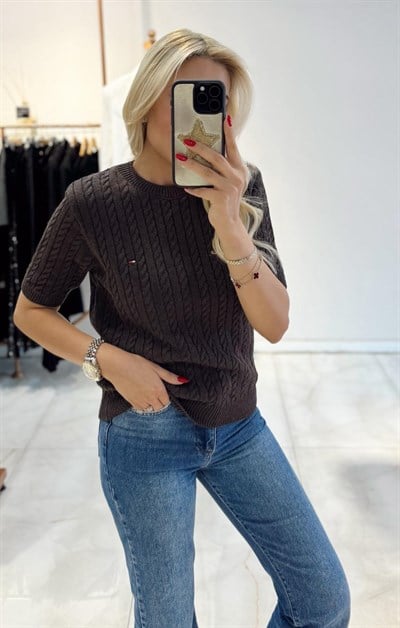 KAHVE TOBY KISA KOL TRİKO