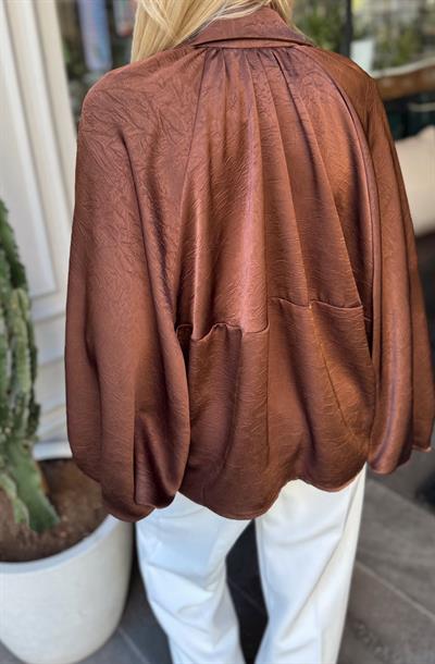 KAHVE YARASA KOL SATEN BOMBER CEKET