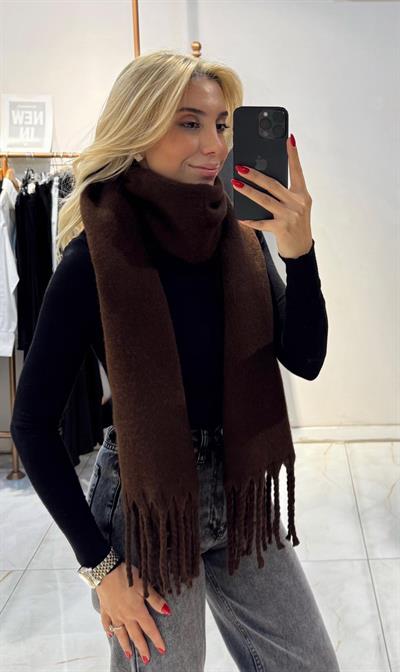 KAHVERENGİ PÜSKÜLLÜ ŞAL