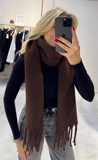 KAHVERENGİ PÜSKÜLLÜ ŞAL