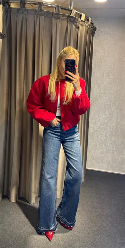 KAŞE BOMBER CEKET KIRMIZI