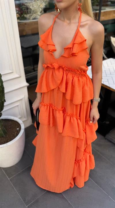 KATLI TURUNCU ELBİSE TURUNCU