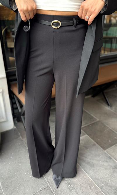 SİYAH KEMERLİ KREP PALAZZO PANTOLON
