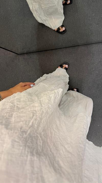 KIRIŞIK BLUZ PANTOLON TAKIM BEYAZ