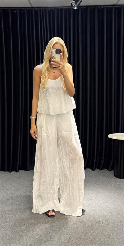 KIRIŞIK BLUZ PANTOLON TAKIM BEYAZ