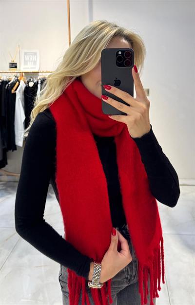 KIRMIZI PÜSKÜLLÜ ŞAL