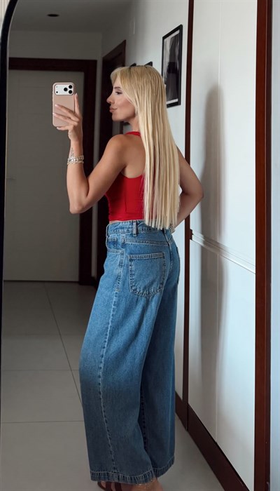 KIRMIZI TEK KOL DRAPELİ BLUZ