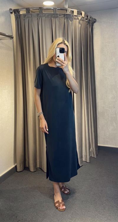 KISA KOL MODAL OYSH KUMAŞ ELBİSE LACİVERT