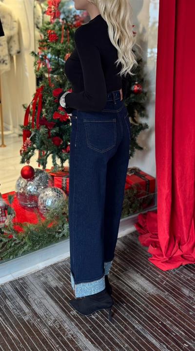 KOYU MAVİ ÖZEL SERİ PAÇA TAŞLI JEAN