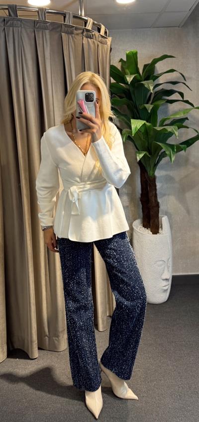 KUŞAKLI ÇELİK ÖRME CEKET HIRKA EKRU