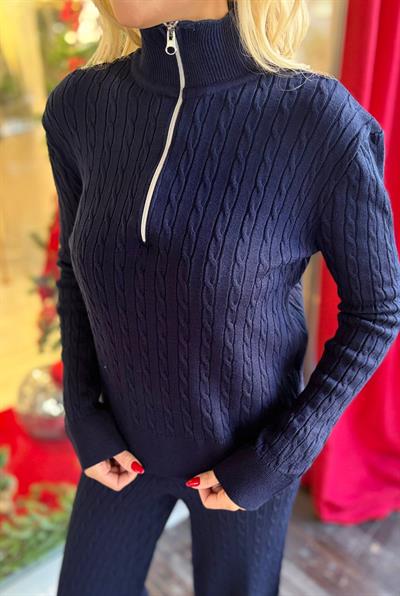 LACİVERT FERMUARLI TRİKO TAKIM