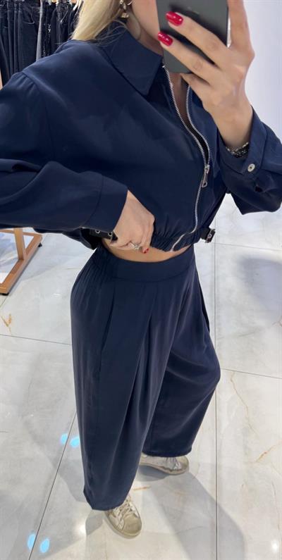 LACİVERT LİSA FERMUARLI TAKIM