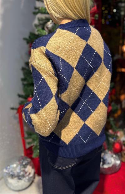 LACİVERT MARKA MODEL MD BAKLAVA DESENLİ KAZAK