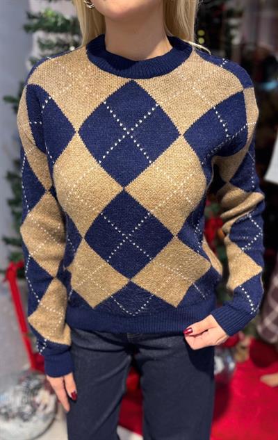 LACİVERT MARKA MODEL MD BAKLAVA DESENLİ KAZAK