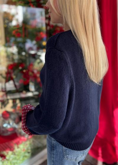 LACİVERT PÖTÜKARE DETAYLI TRİKO HIRKA