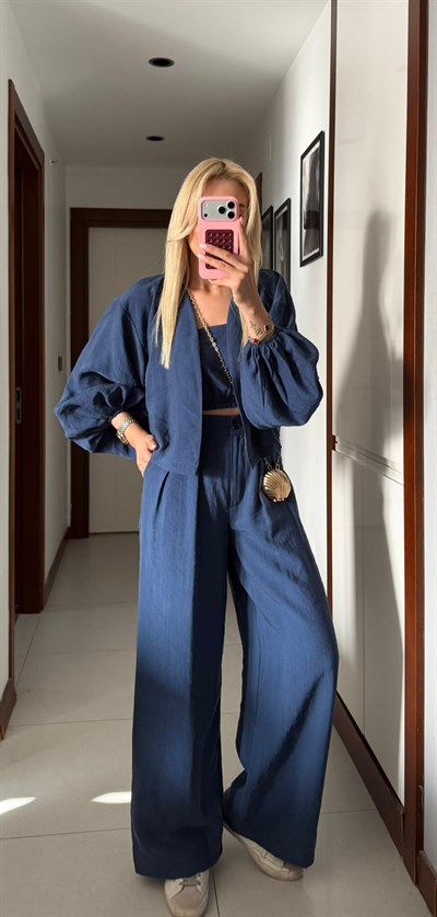 LACİVERT TENSEL ÜÇLÜ TAKIM