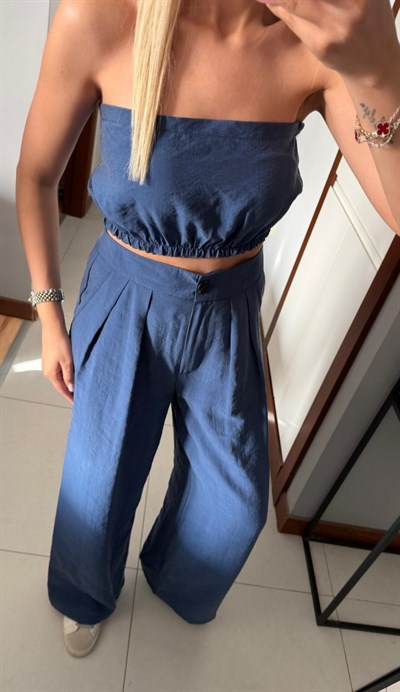 LACİVERT TENSEL ÜÇLÜ TAKIM