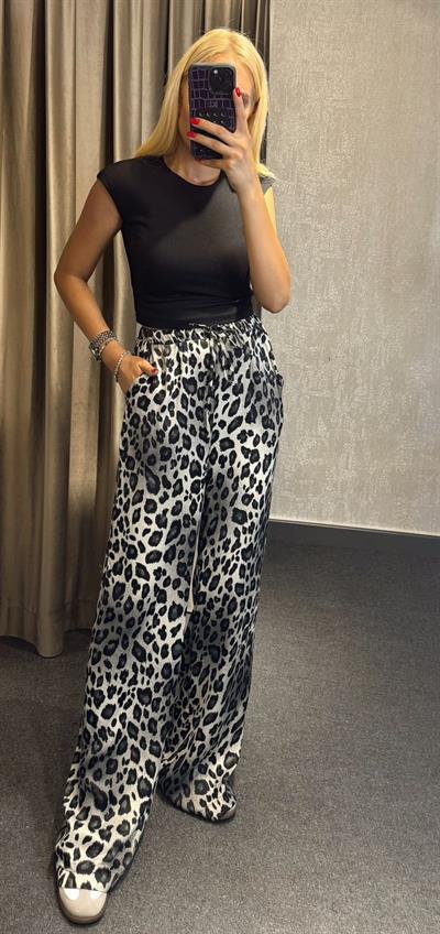 LEOPAR DESEN PANTOLON GRİ