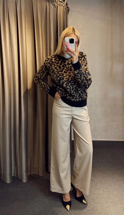 LEOPAR DESENLİ KAZAK KAHVE