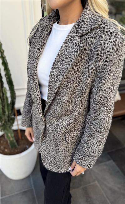 LEOPAR DESENLİ SAKALLI CEKET