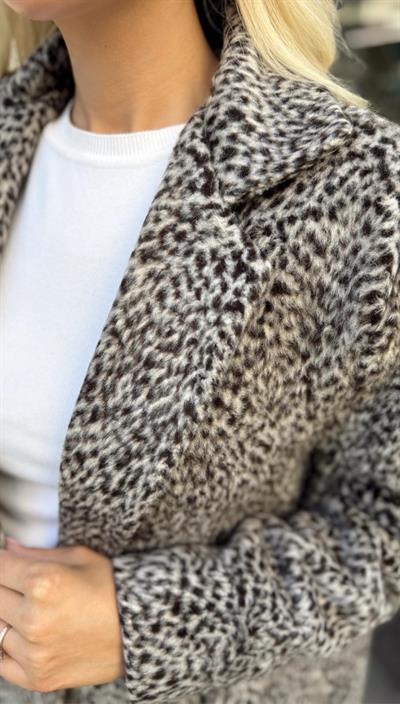 LEOPAR DESENLİ SAKALLI CEKET