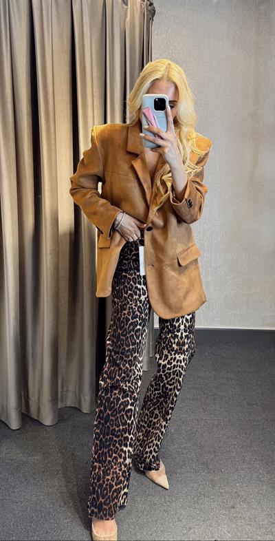 LEOPAR DESENLİ STRAİGHT JEAN KAHVE