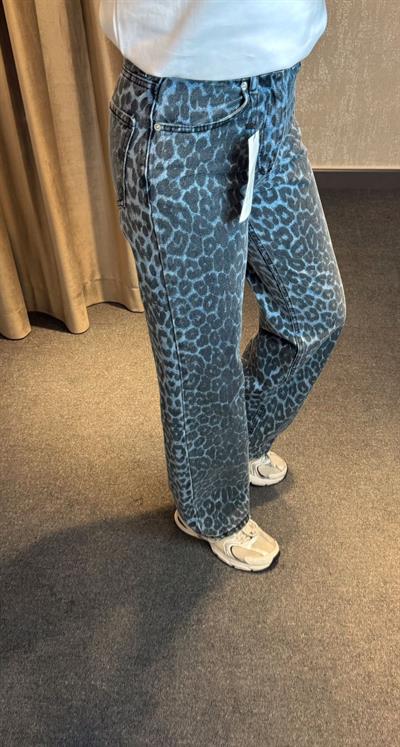 LEOPAR DESENLİ STRAİGHT JEAN MAVİ