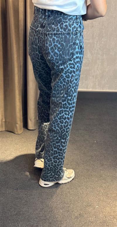LEOPAR DESENLİ STRAİGHT JEAN MAVİ