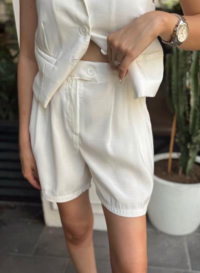 LEYA YELEK ŞORT TAKIM BEYAZ