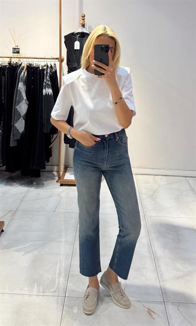 LİGHT BLUE BOYFİT KESİK PAÇA JEAN