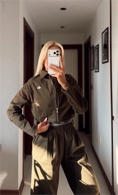 LOLA HAKİ FERMUARLI BÜZGÜLÜ CEKET PANTOLON TAKIM
