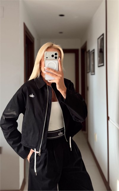 LOLA SİYAH FERMUARLI BÜZGÜLÜ CEKET PANTOLON TAKIM