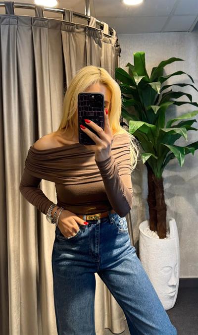 MADONNA YAKA BLUZ KAHVE