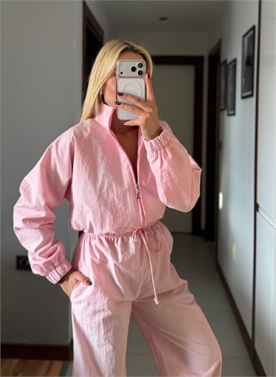 MARİAN PEMBE FERMUARLI PARAŞÜT TAKIM