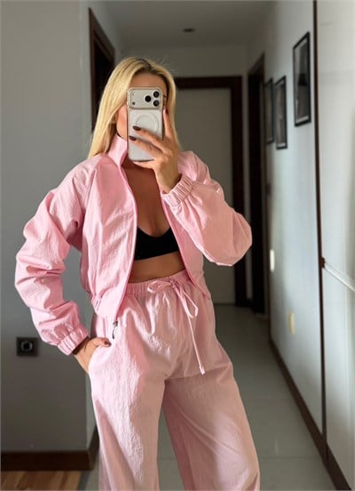MARİAN PEMBE FERMUARLI PARAŞÜT TAKIM