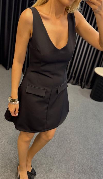 MARKA MODEL ASKILI ÇAN ELBİSE SİYAH