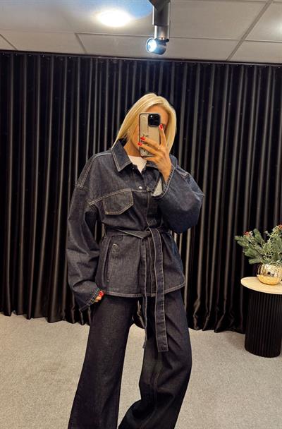 MARKA MODEL BELDEN BAĞLAMALI DENİM TAKIM KOYU MAVİ