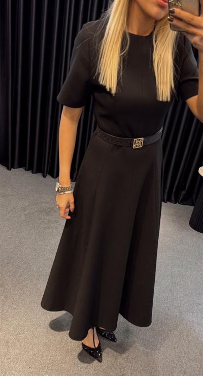 MARKA MODEL BELDEN OTURMALI ÇAN ELBİSE SİYAH