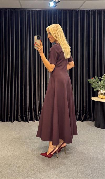 MARKA MODEL BELDEN OTURMALI ÇAN ELBİSE BORDO