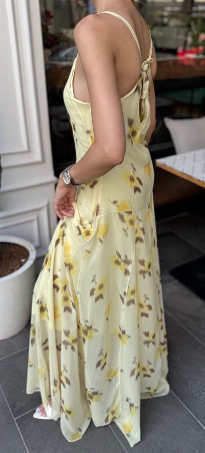 MARKA MODEL MNG ÇİÇEK DESENLİ ŞİFON ELBİSE SARI