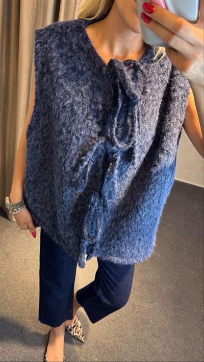 MARKA MODEL ÖN BAĞLAMALI SAKALLI YELEK LACİVERT