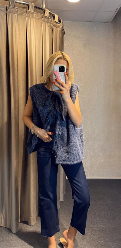 MARKA MODEL ÖN BAĞLAMALI SAKALLI YELEK LACİVERT