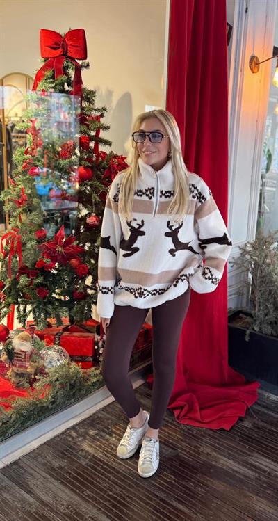 MARKA MODEL OYSH GEYİK DESENLİ TEDDY SWEATSHİRT