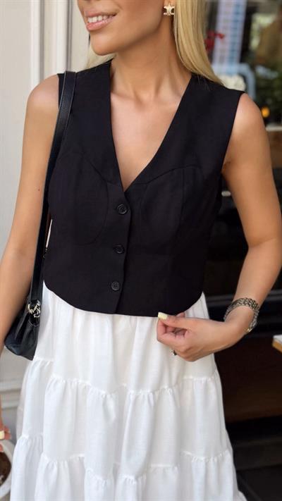 MARKA MODEL SNDR SİYAH BEYAZ ELBİSE