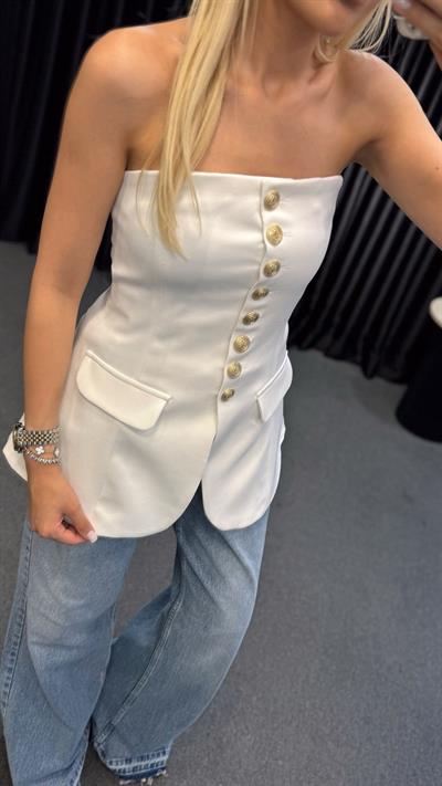 MARKA MODEL STRAPLEZ YELEK BEYAZ