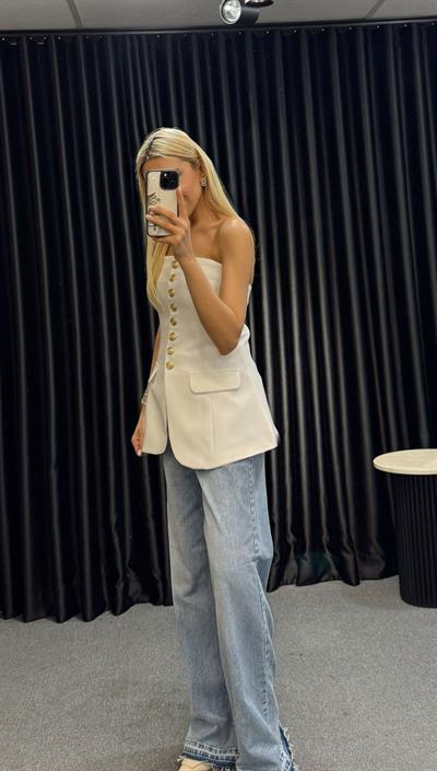 MARKA MODEL STRAPLEZ YELEK BEYAZ